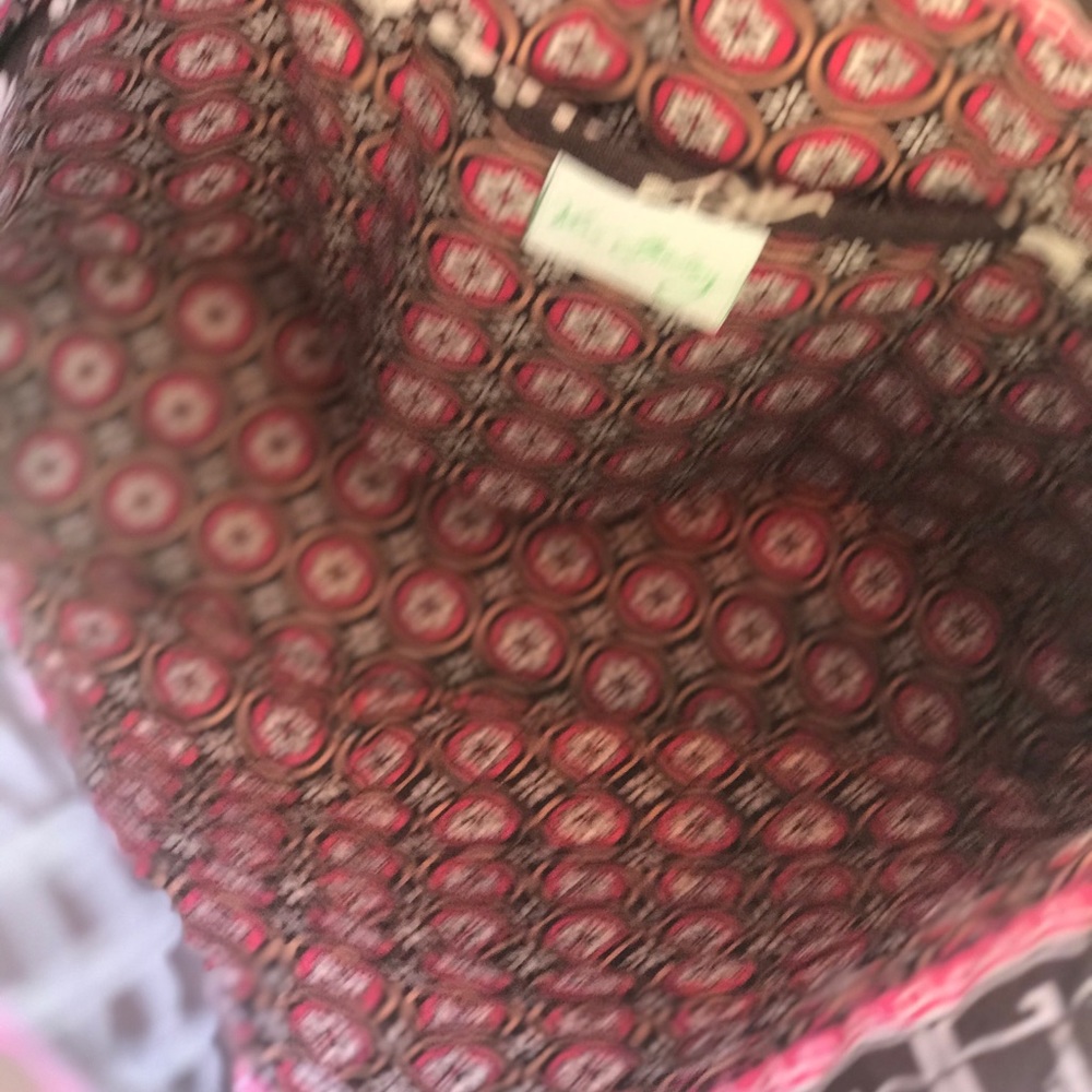 VERA BRADLEY  Large Tote in Brown Pink White Asian Inspired print with pink trim - Picture 13 of 16